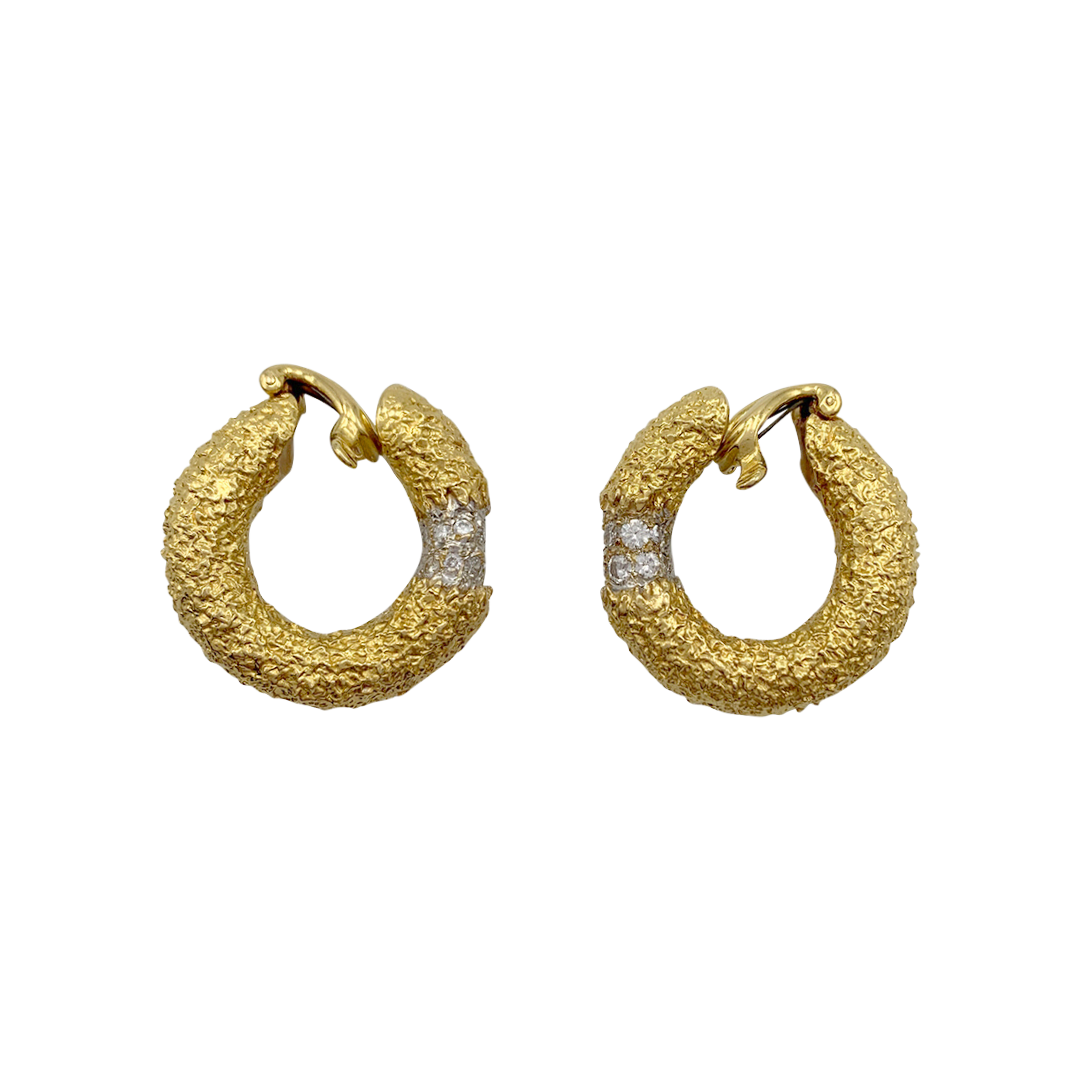 Pendientes M.Gérard en oro amarillo y diamantes.