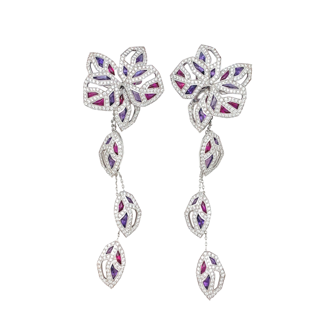 Pendientes Cartier Caresse d'Orchidée en oro blanco