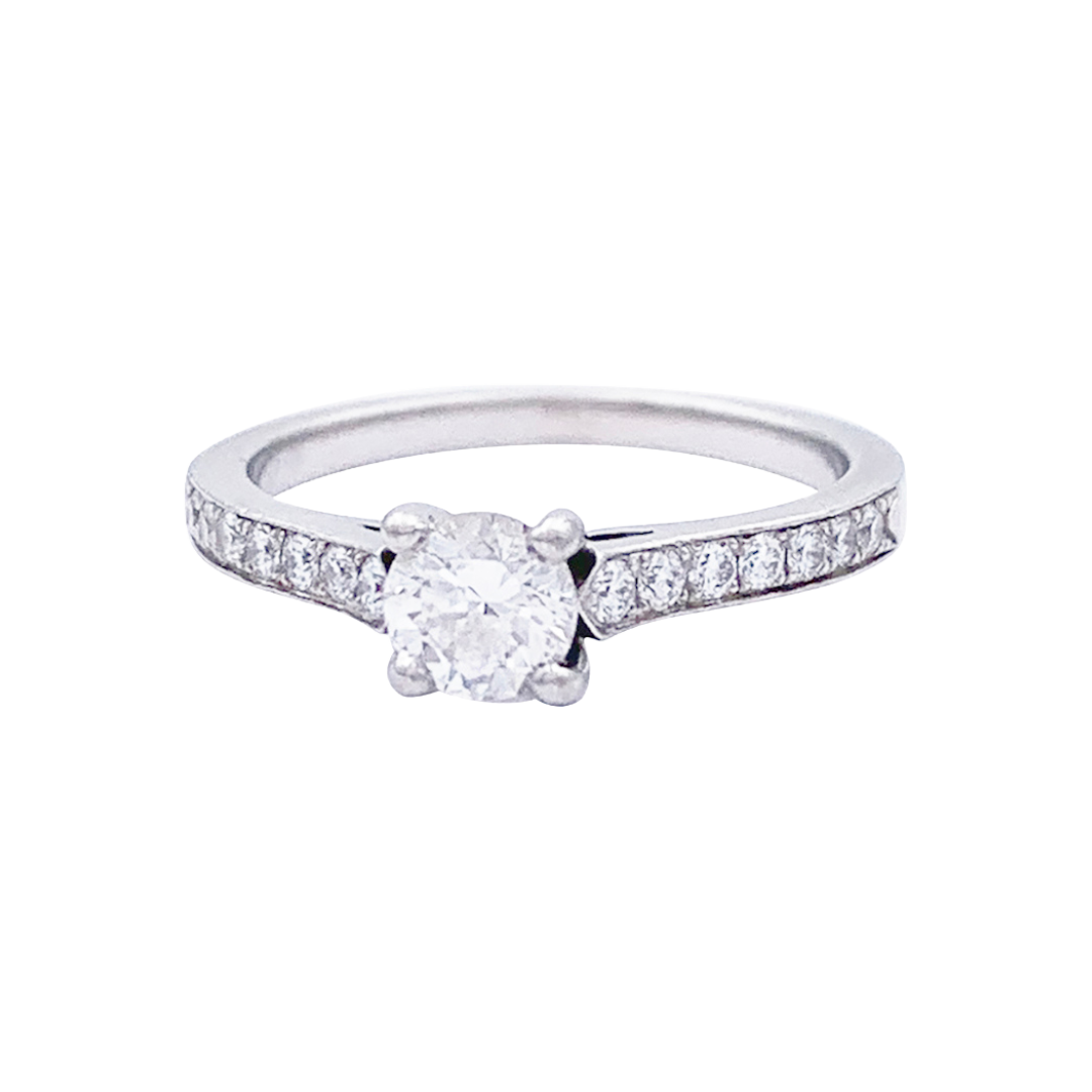 Bague solitaire Piaget, "Limelight", platine, diamants.