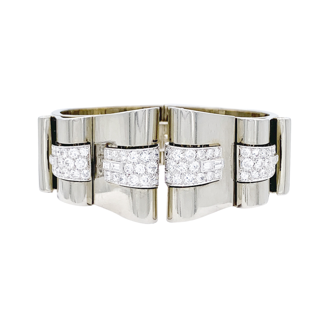 Bracelet Art Déco René Boivin, platine, or blanc, diamants.
