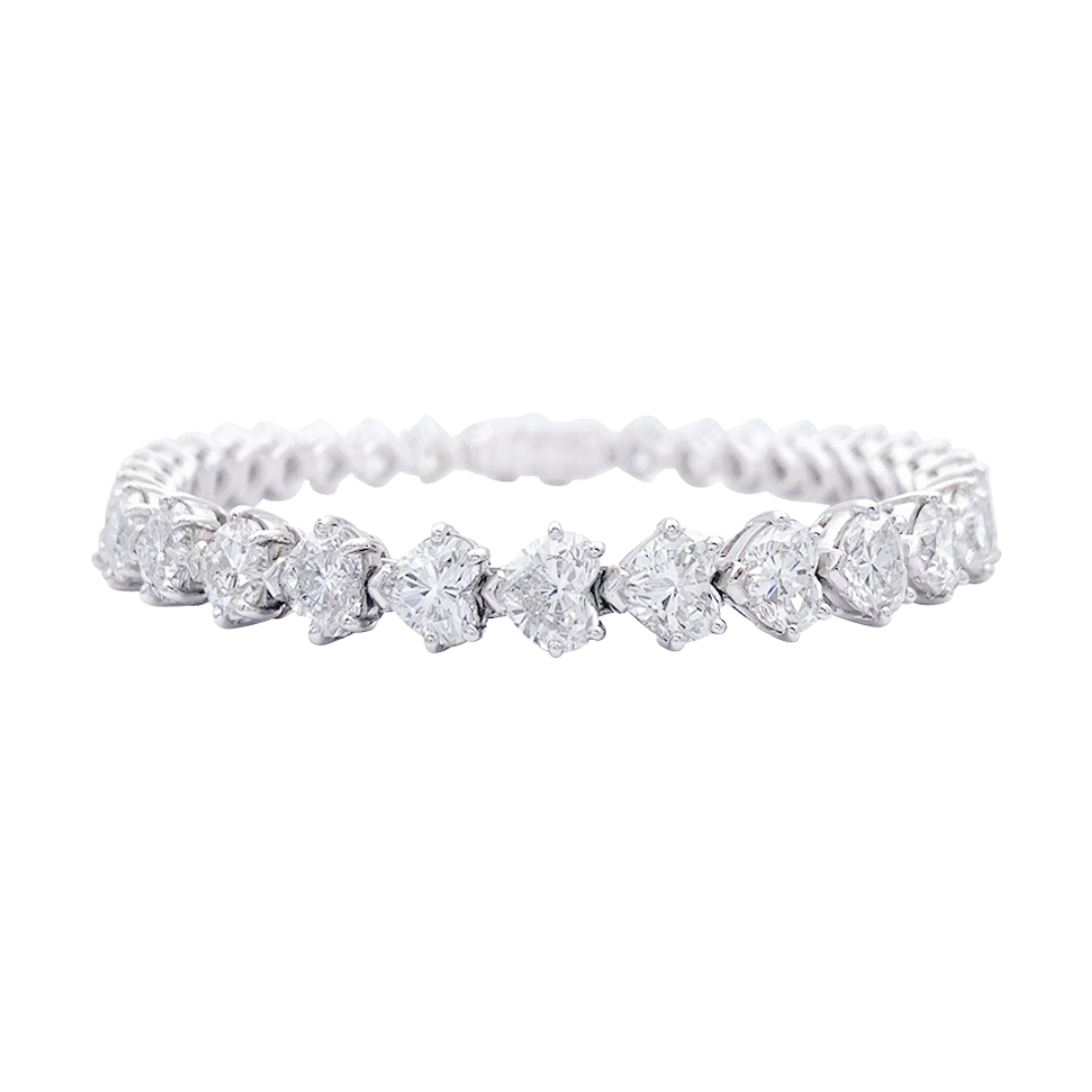 Bracelet Dubail Paris, diamants coeurs, platine.