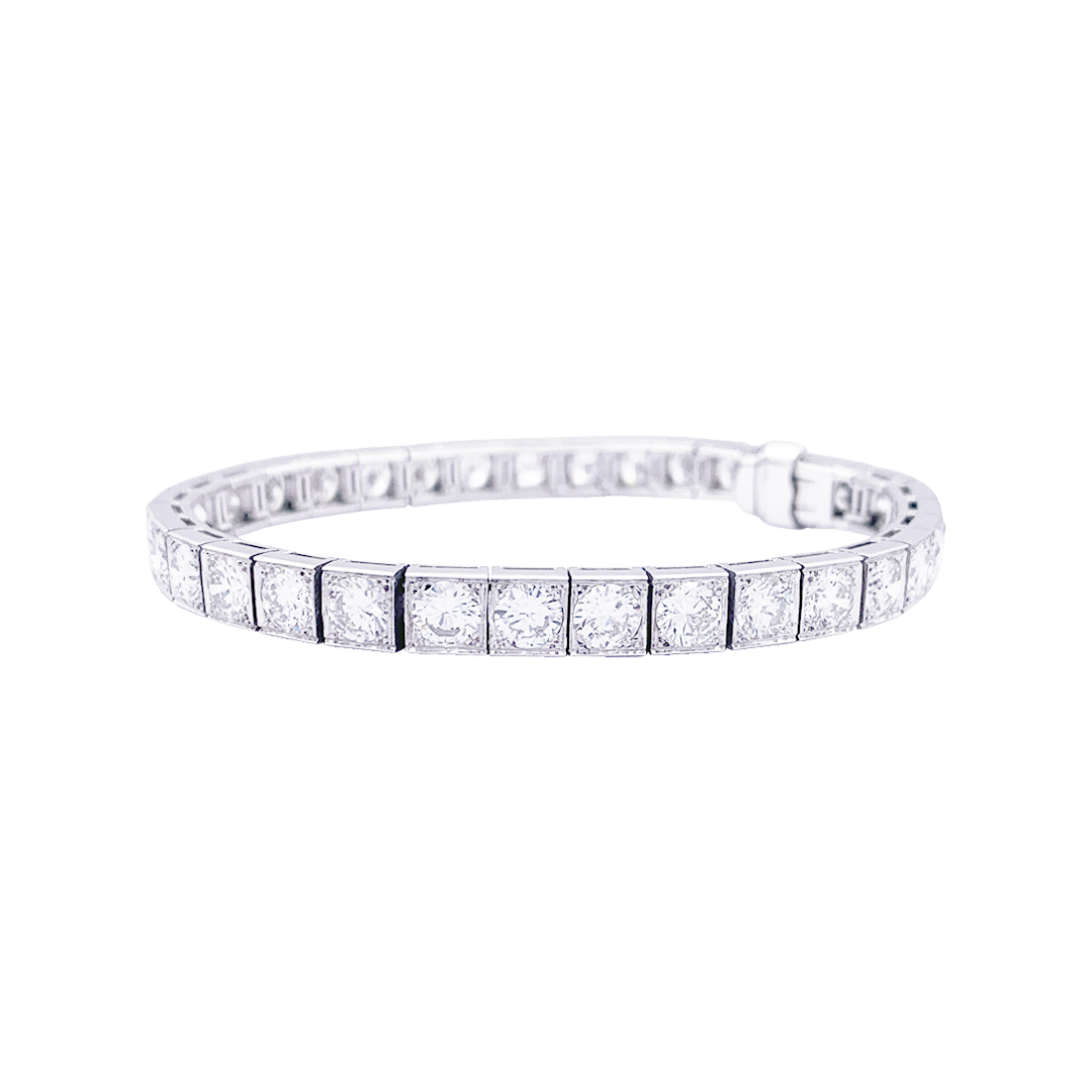 White gold, platinum, diamond line bracelet.
