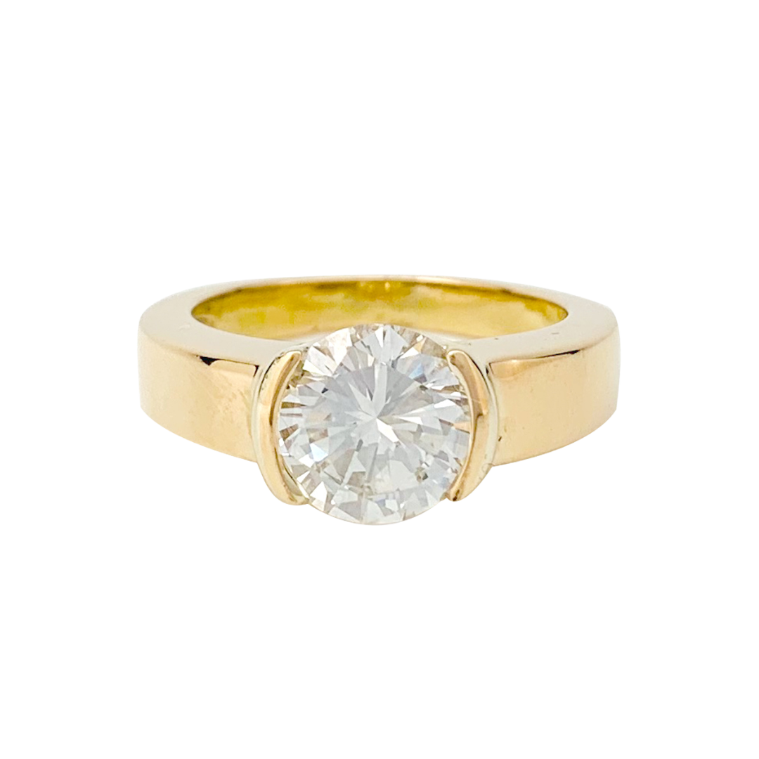 Bague en or jaune, diamants 2,09 cts G/VVS1.