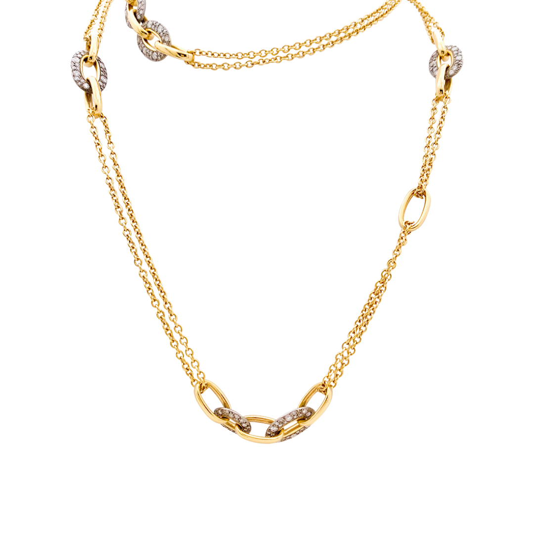 Collar Pomellato “Tango” en oro rosa, plata y diamantes.