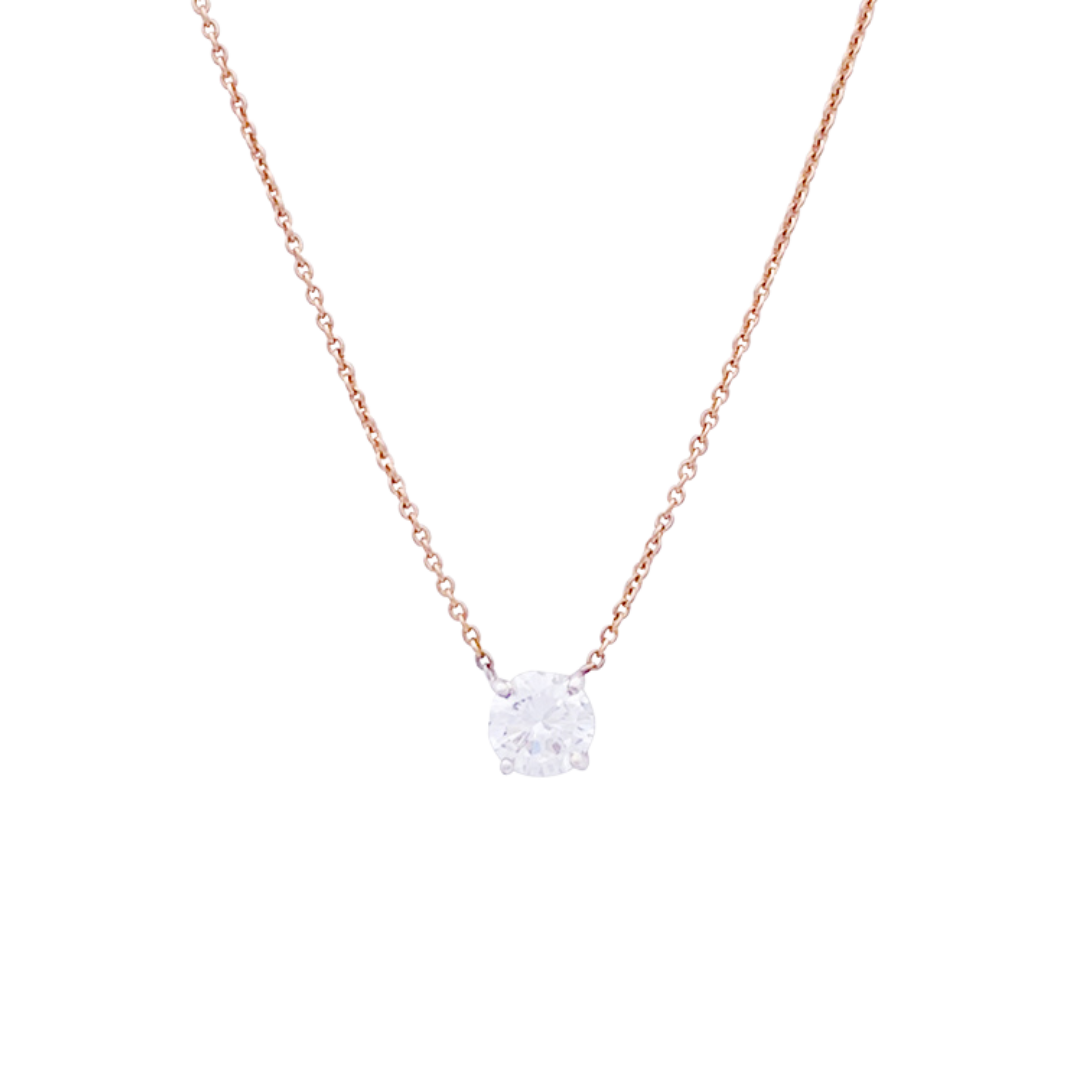 Collar solitario de oro bicolor con diamantes.
