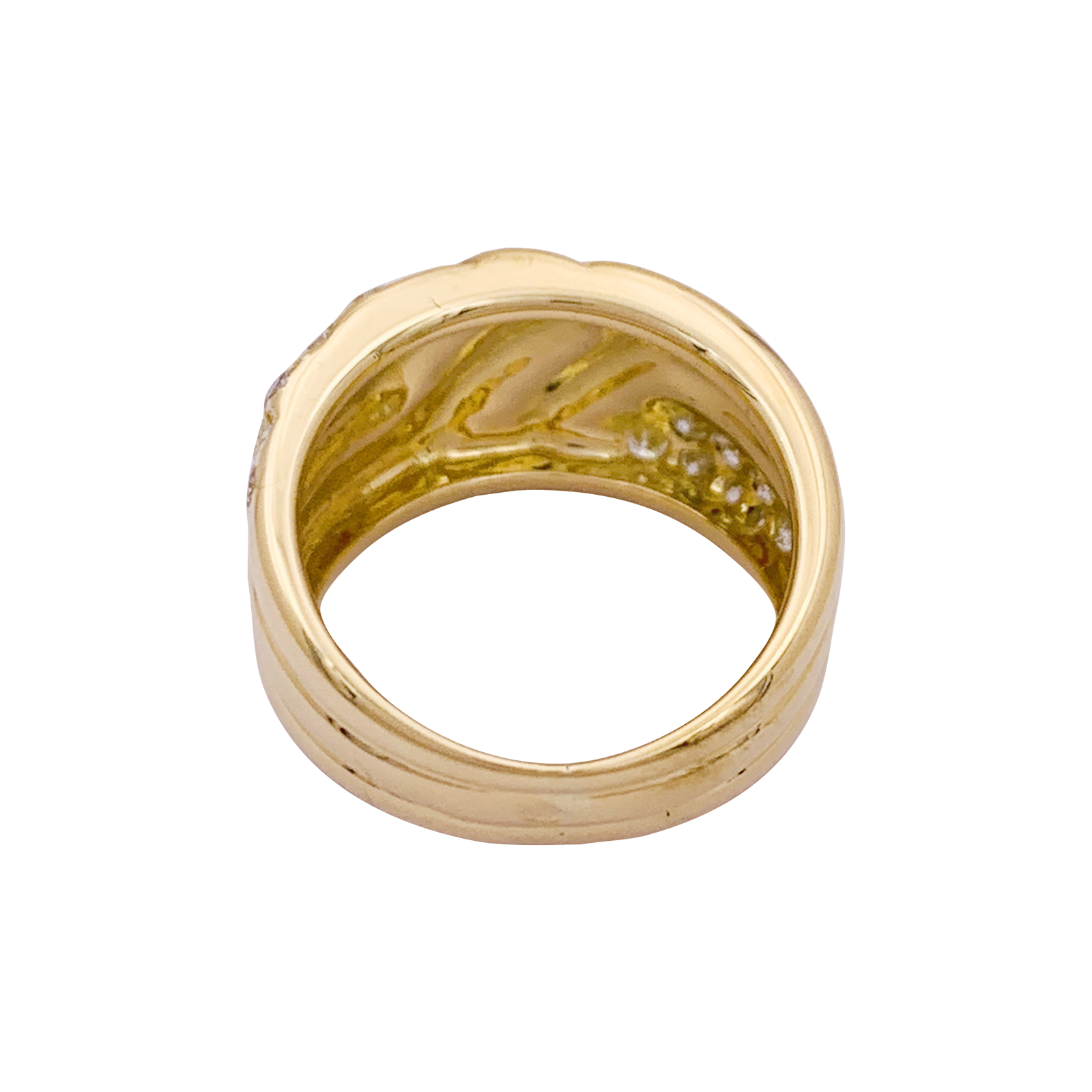 Bague godrons en or jaune et diamants. 3