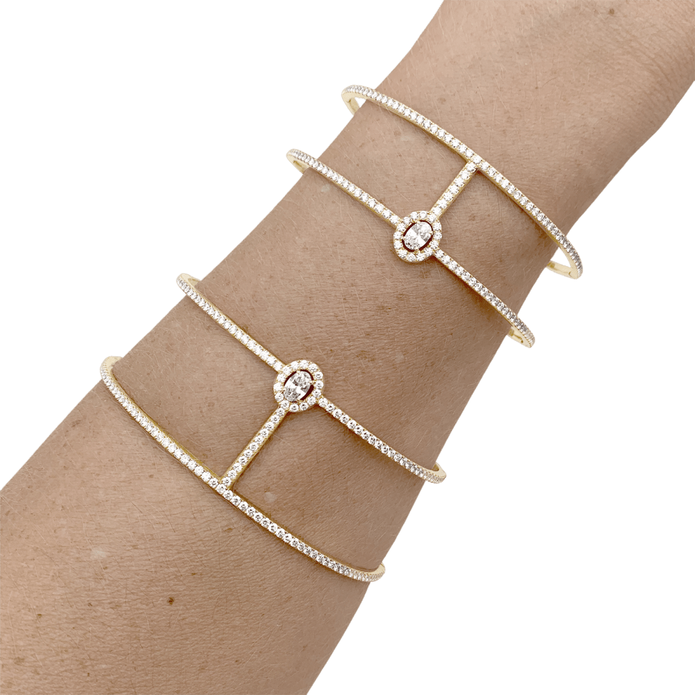 Bracelet Messika, "Glam'Azone", or rose, diamants. 5