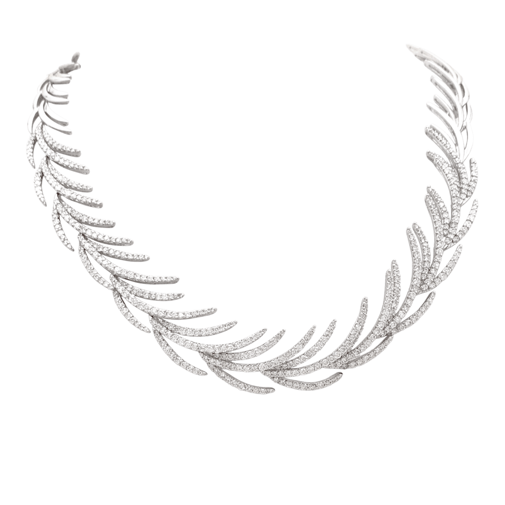 Collier "Palmes" or blanc, diamants. 1