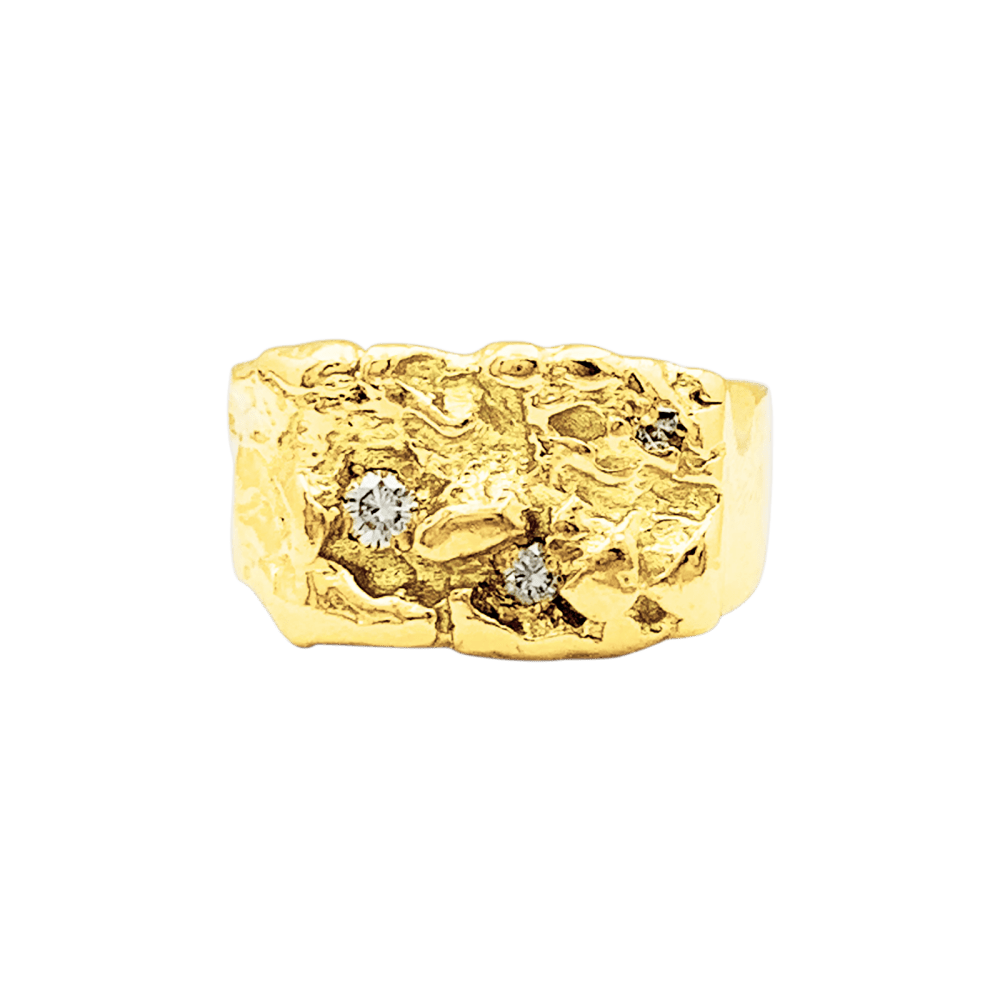 Bague chevalière, or jaune, diamants. 1