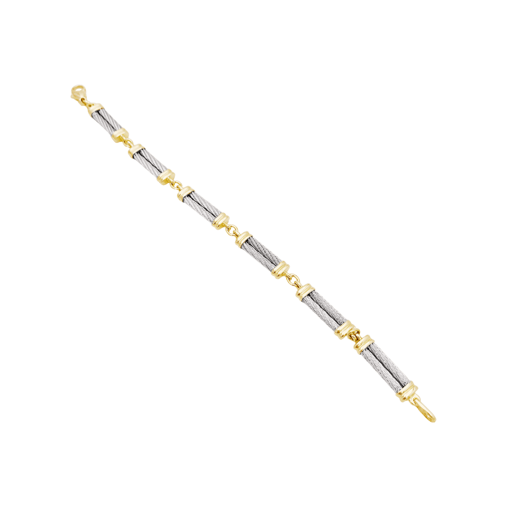 Bracelet Fred, "Force 10", en or jaune, acier. 3