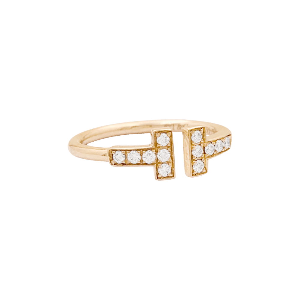 Bague Tiffany & Co, "Wire" collection "Tiffany T" or rose et diamants. 4