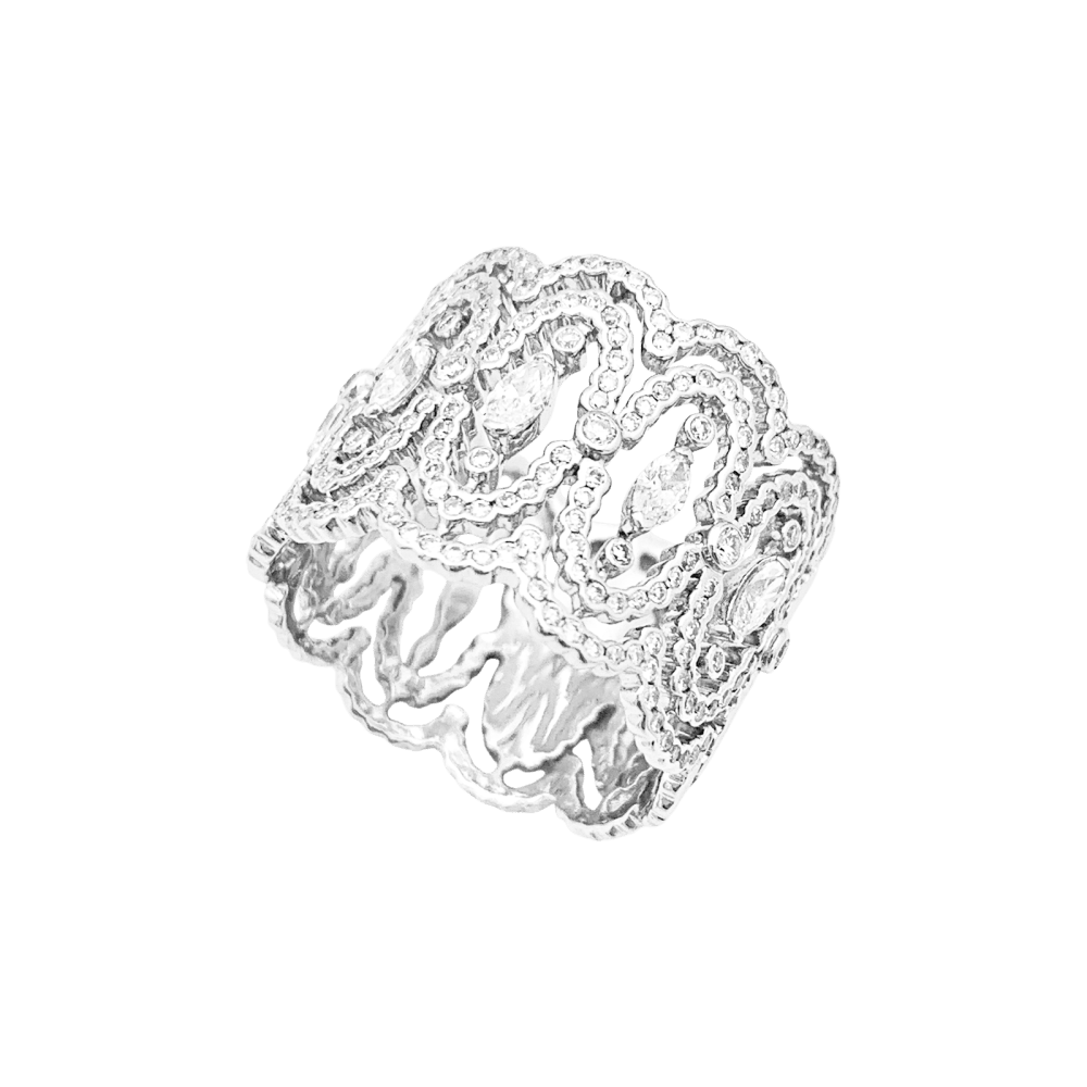 Bague Messika, "Arabesque", or blanc, diamants. 2
