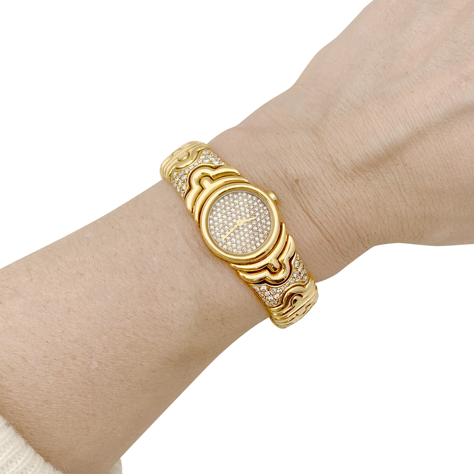 Montre Bulgari,"Parentesi", en or jaune, diamants. 6