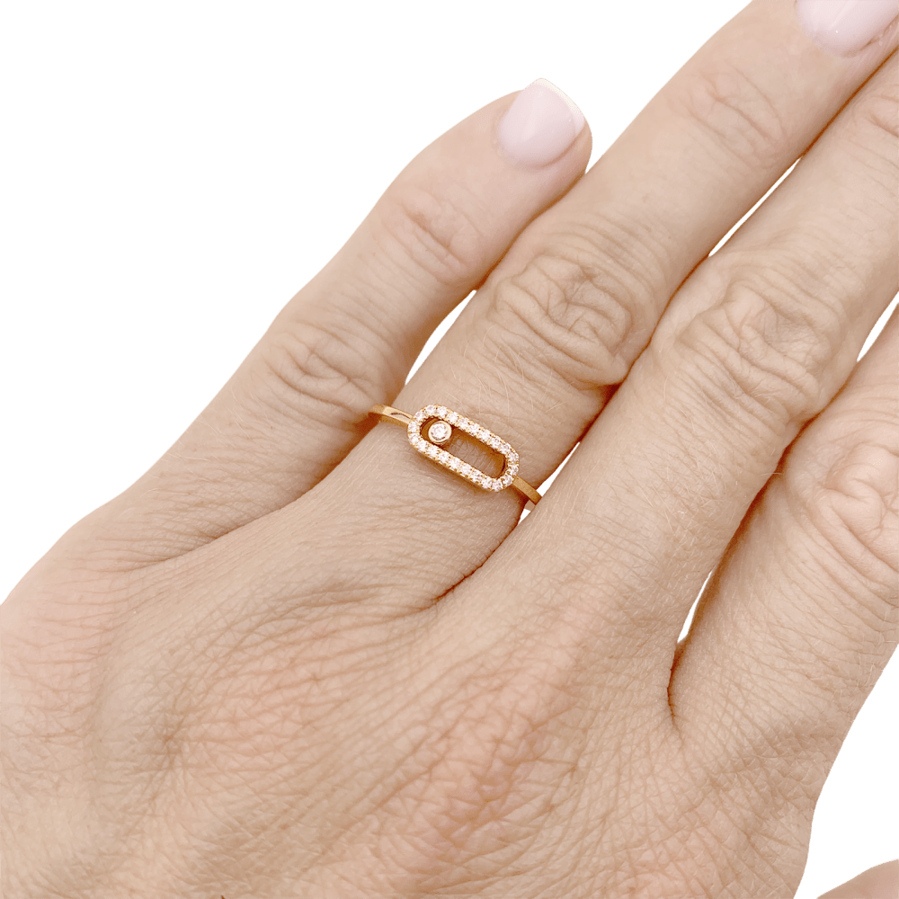 Bague Messika, "Move Uno Pavé", or rose et diamants. 5