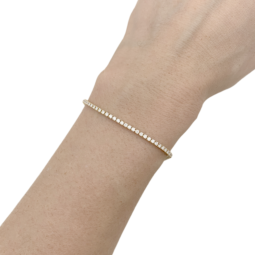 Bracelet ligne tennis or jaune, diamants. 5