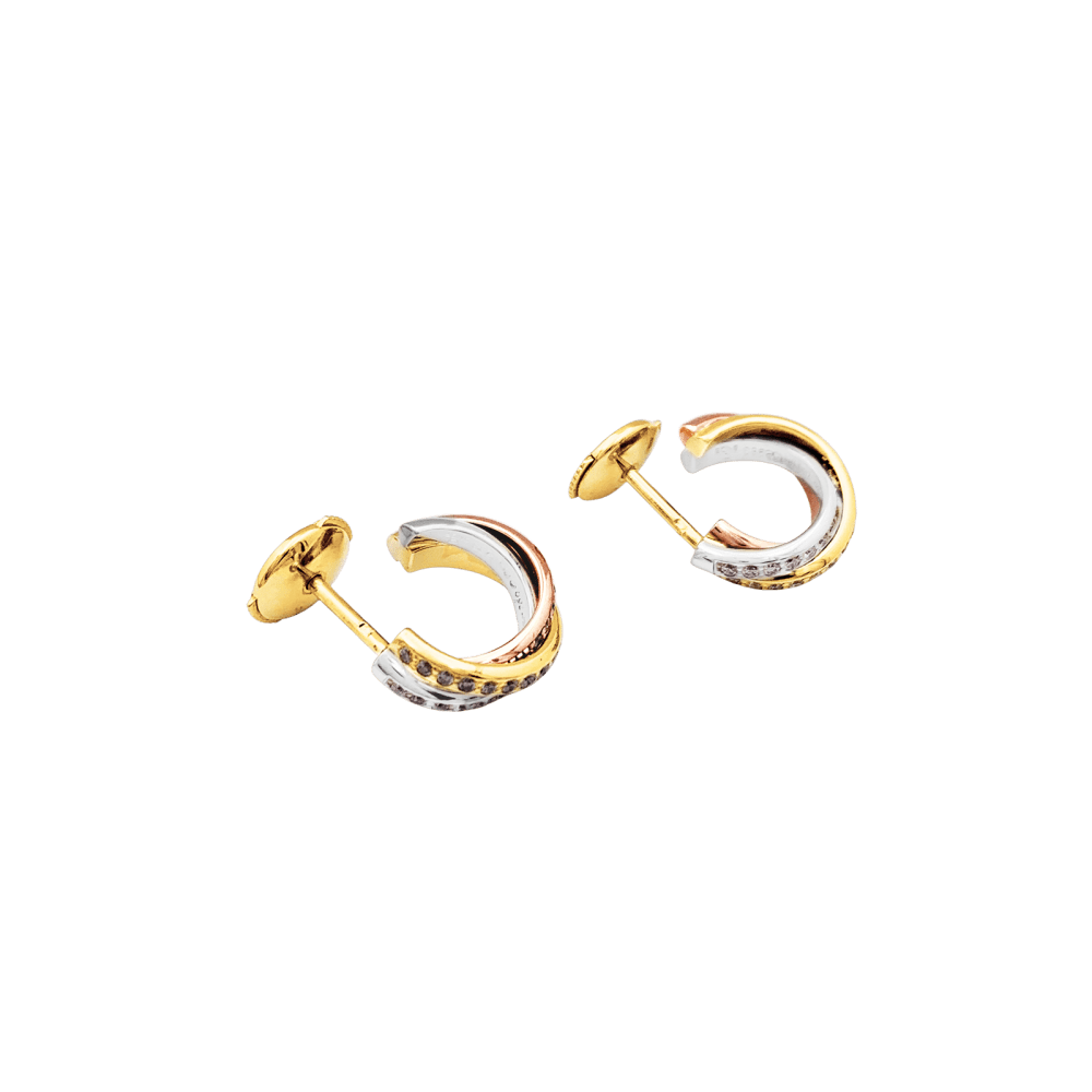Boucles d'oreilles Cartier, "Trinity", 3 ors, diamants. 3
