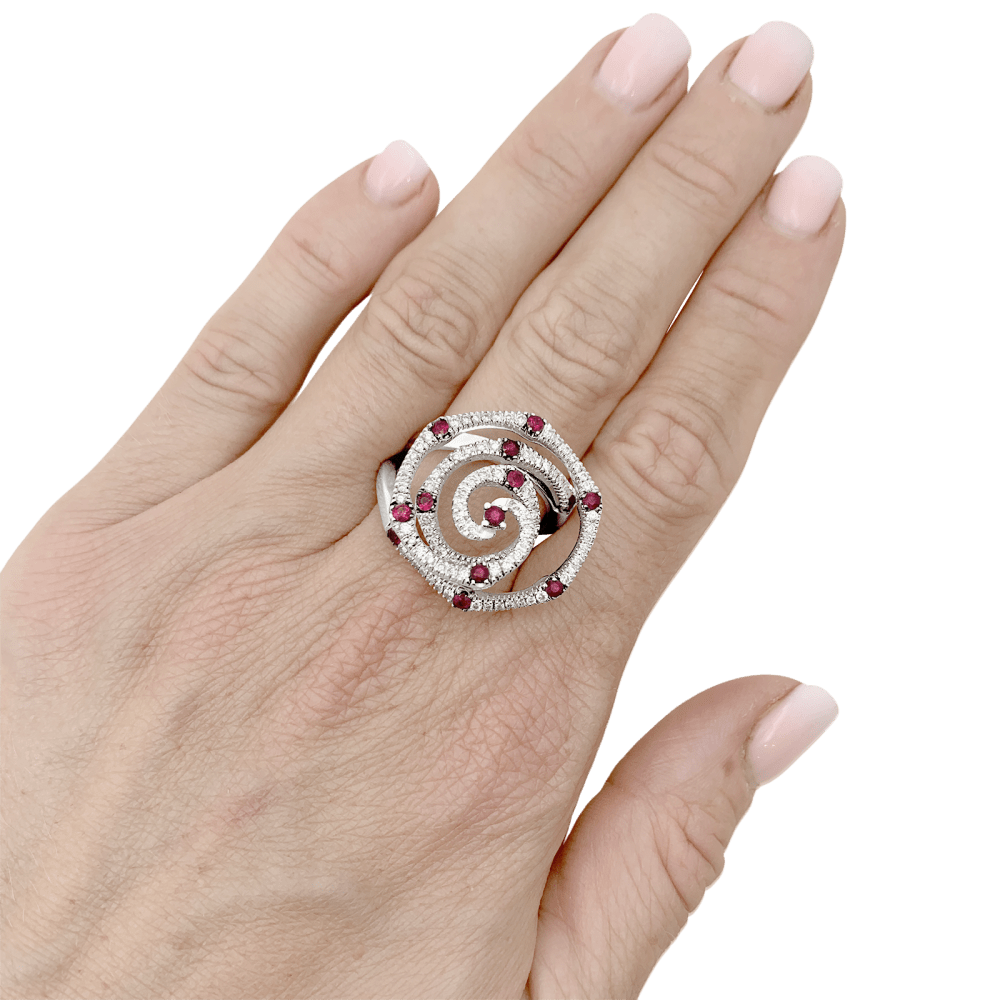 Bague Giovanni Ferraris, or blanc, diamants et rubis. 6