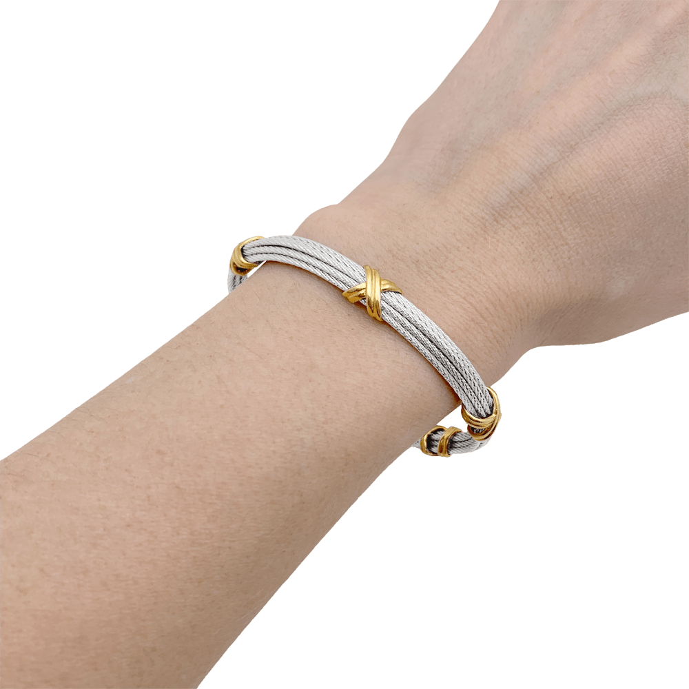 Bracelet FRED vintage, "Force 10", or jaune, acier. 5