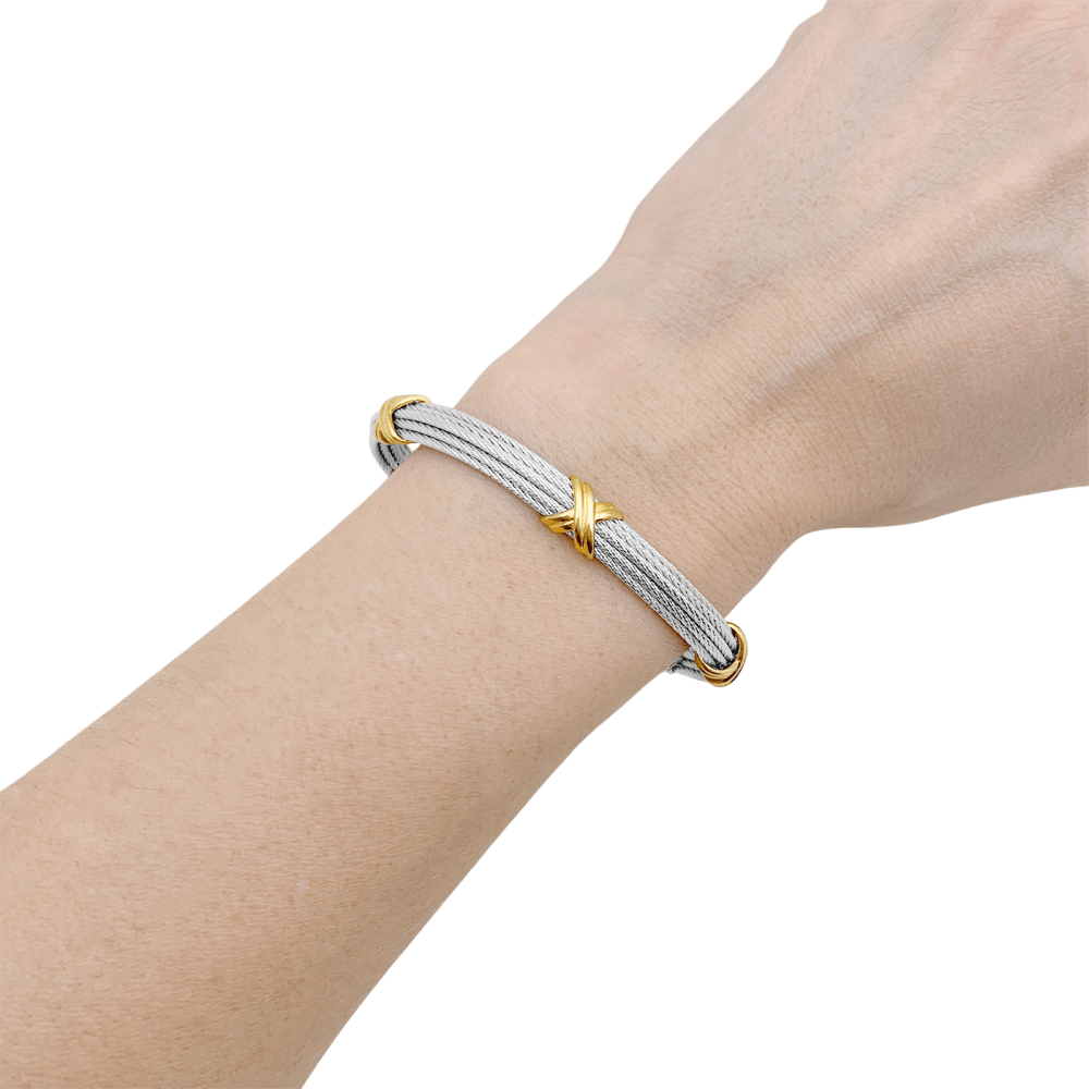 Bracelet FRED vintage, "Force 10", or jaune, acier. 6
