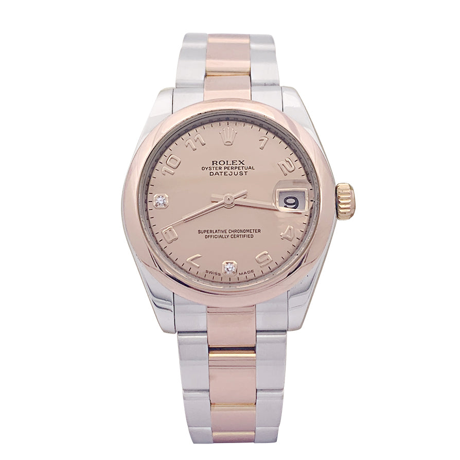 Montre Rolex "Datejust" acier, or rose, diamants, nacre rose. 4