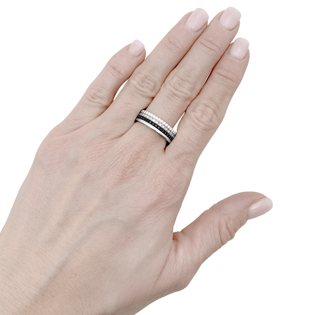 Bague Boucheron,"Quatre Black Edition Small", en or blanc, PVD, diamants. 5