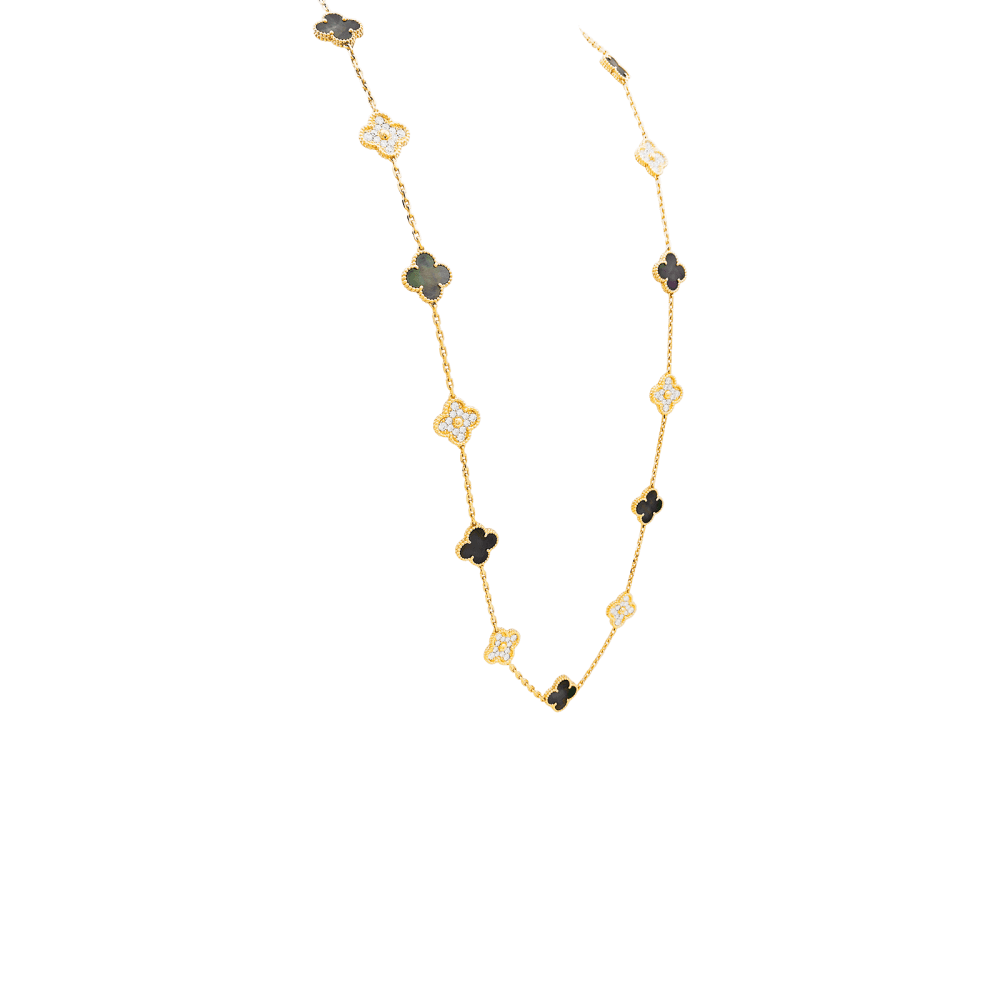 Sautoir Van Cleef & Arpels, "Vintage Alhambra", or rose, nacre et diamants. 3