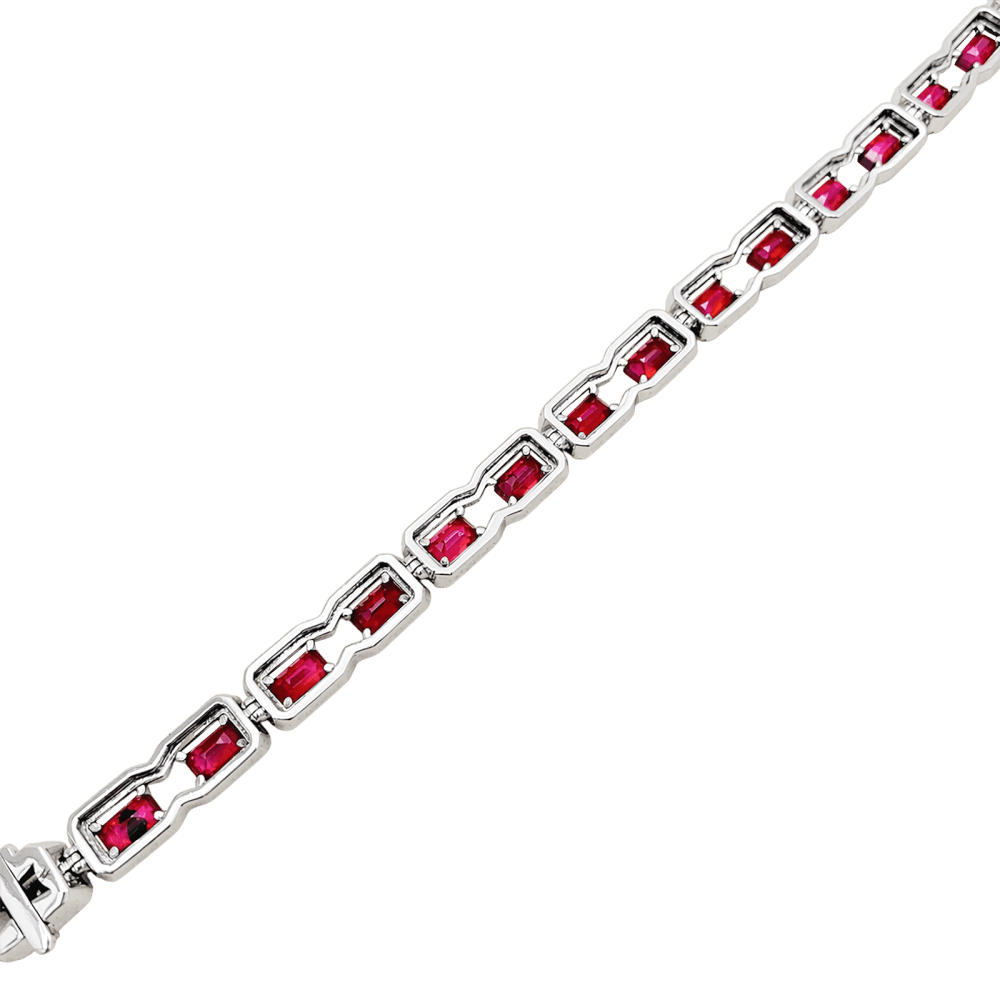 Bracelet or blanc, diamants et rubis. 2