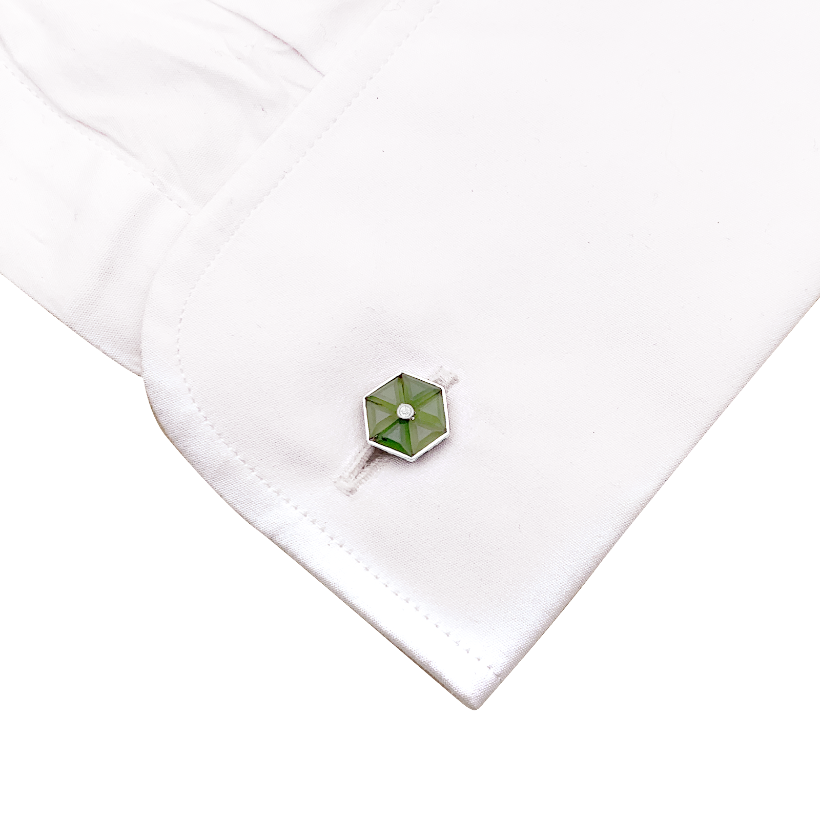 Boutons de manchette jade néphrite et platine. 4