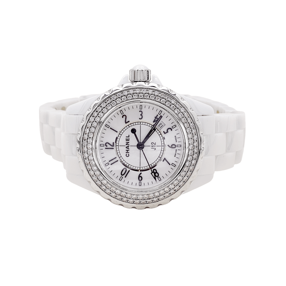 Montre Chanel, "J12", céramique blanche et diamants. 3