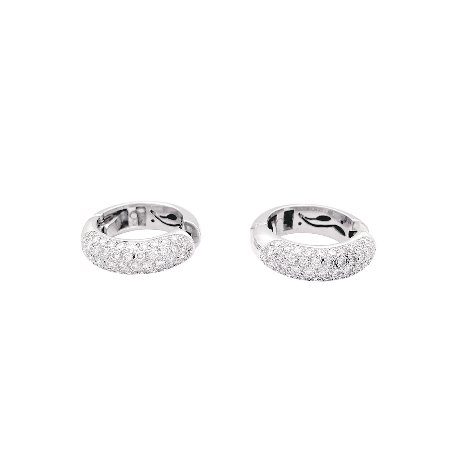 Boucles d'oreilles or blanc, diamants. 3