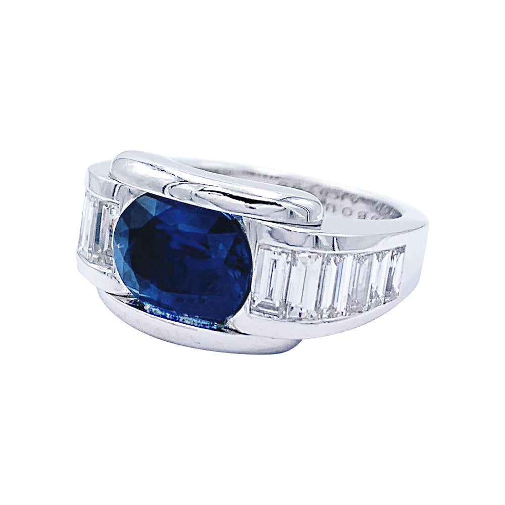 Bague Mauboussin, "Alessandra", or blanc, saphir, diamants. 4
