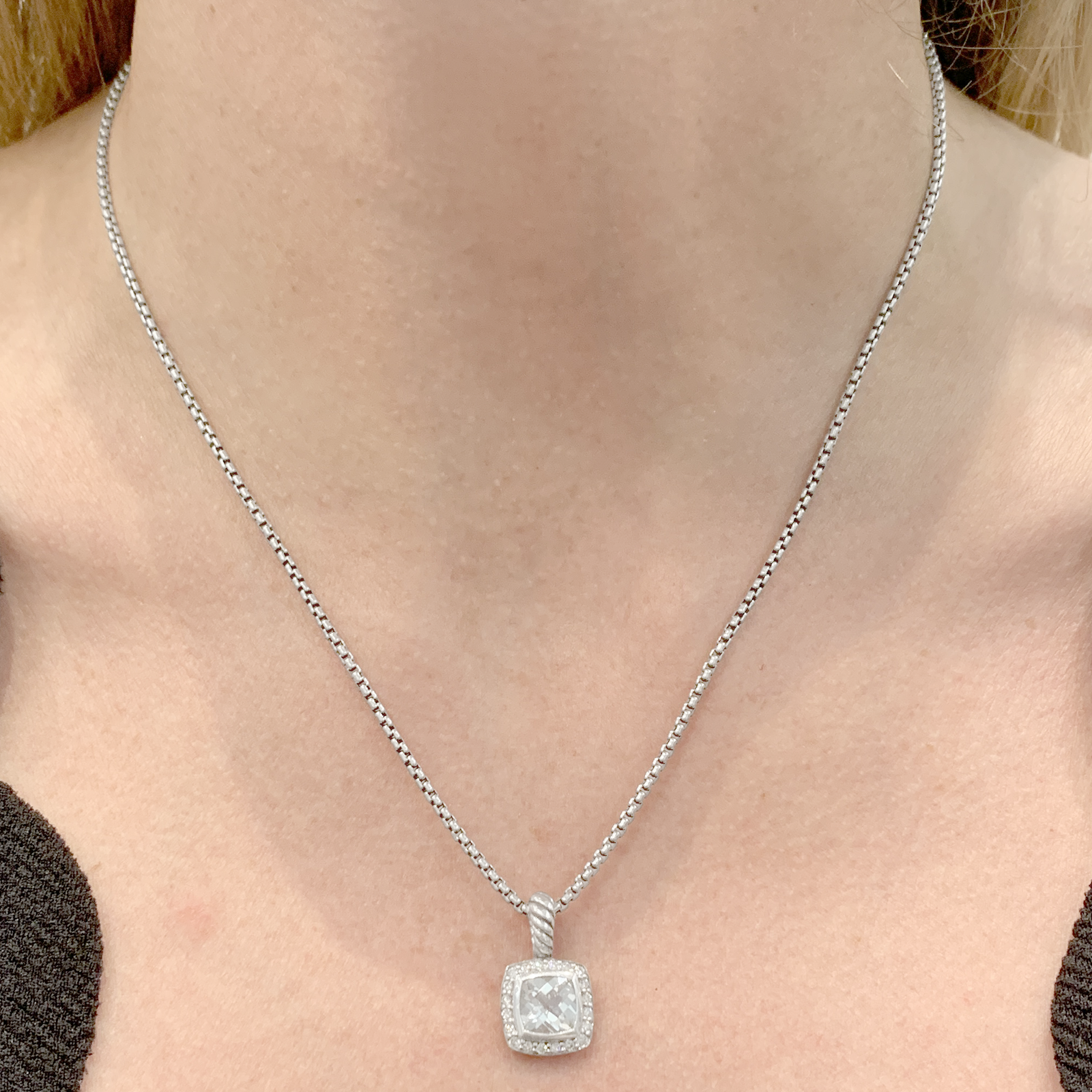 Collier David Yurman, "Petite Albion", argent, topaze blanche, diamants. 5