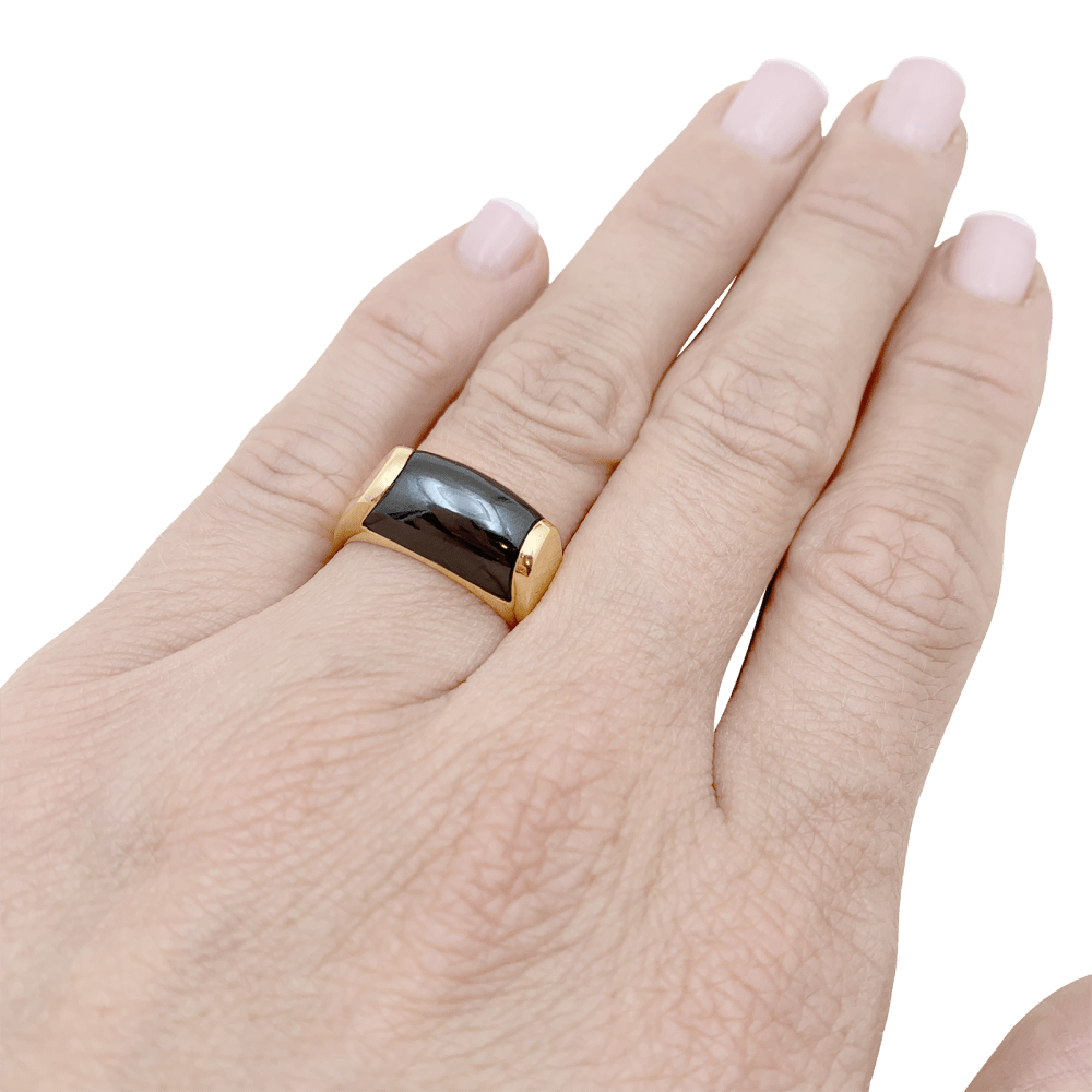 Bague Bulgari, "Tronchetto", or jaune et hématite. 5