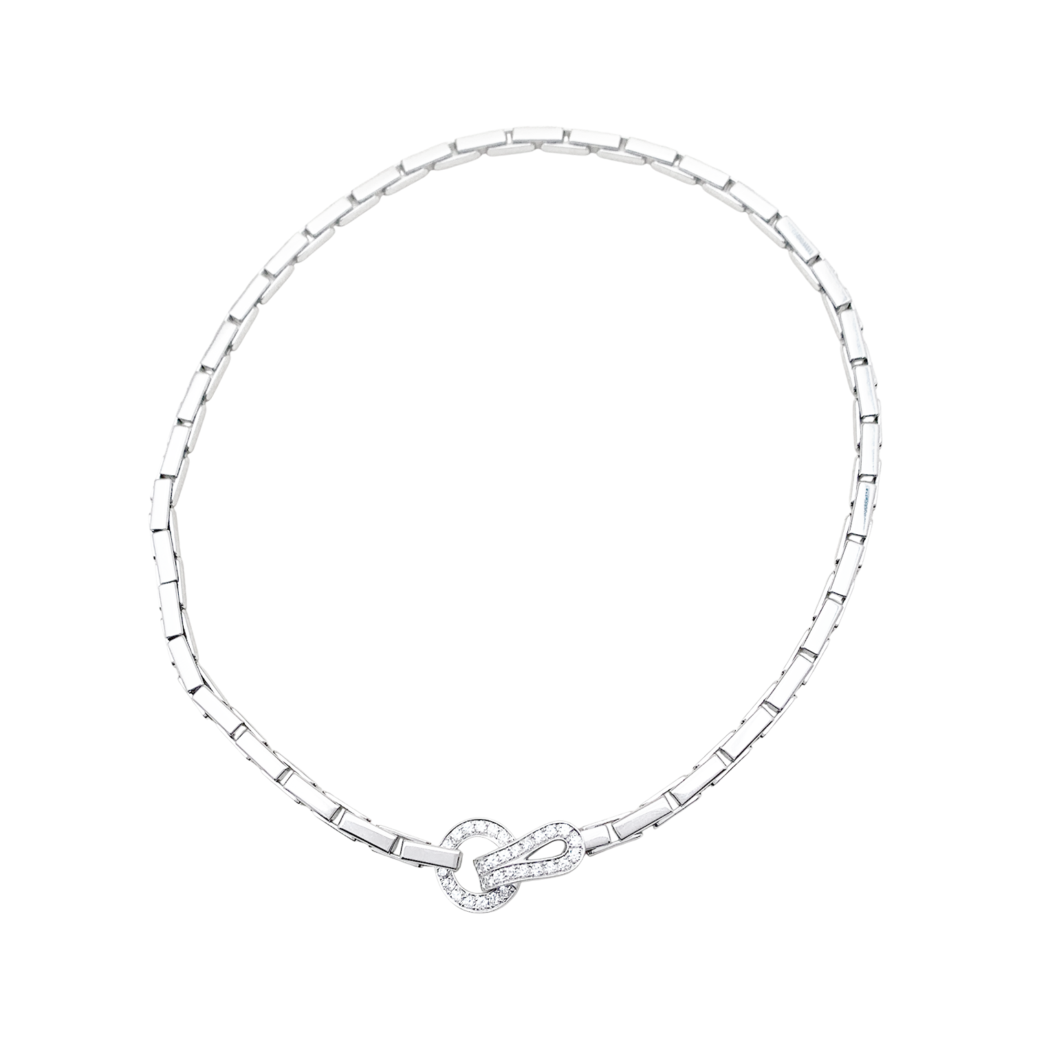 Collier Cartier "Agrafe" en or blanc et diamants. 2