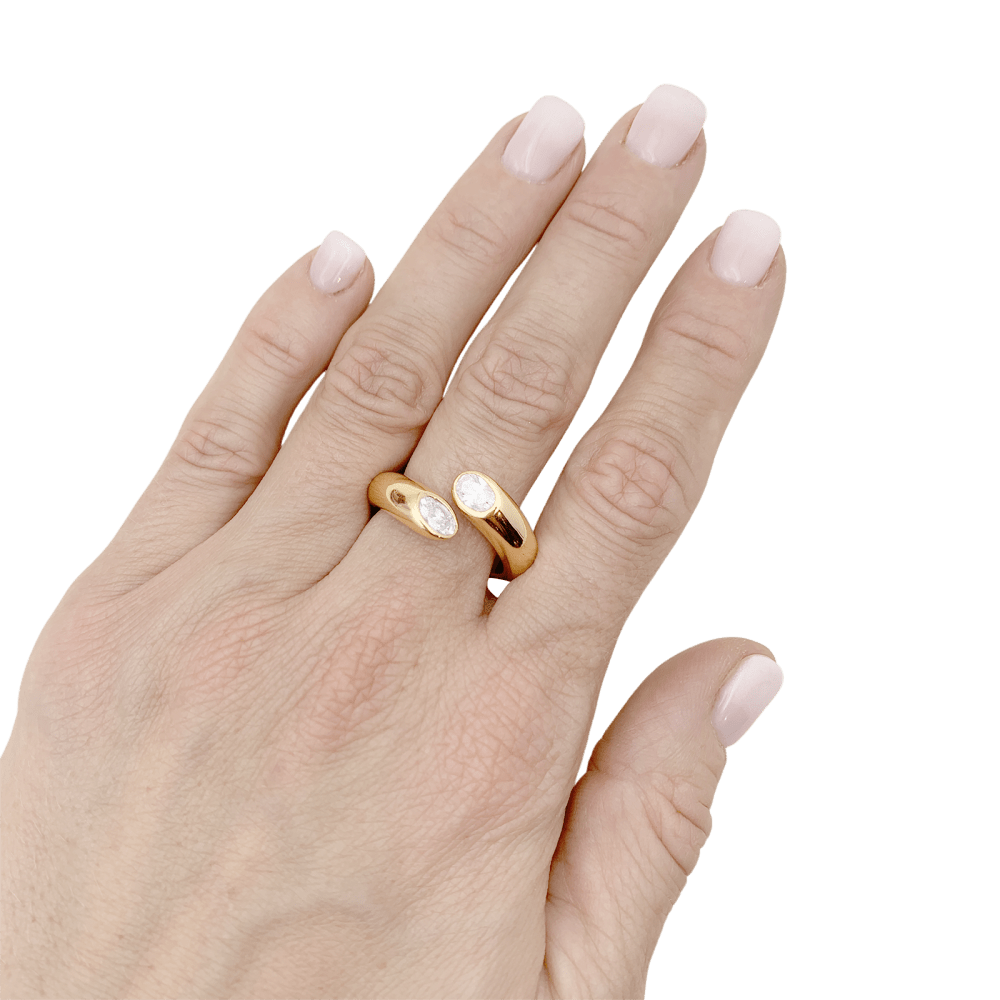 Bague Cartier, "Ellipse Deux Têtes Croisées", or jaune, diamants. 6