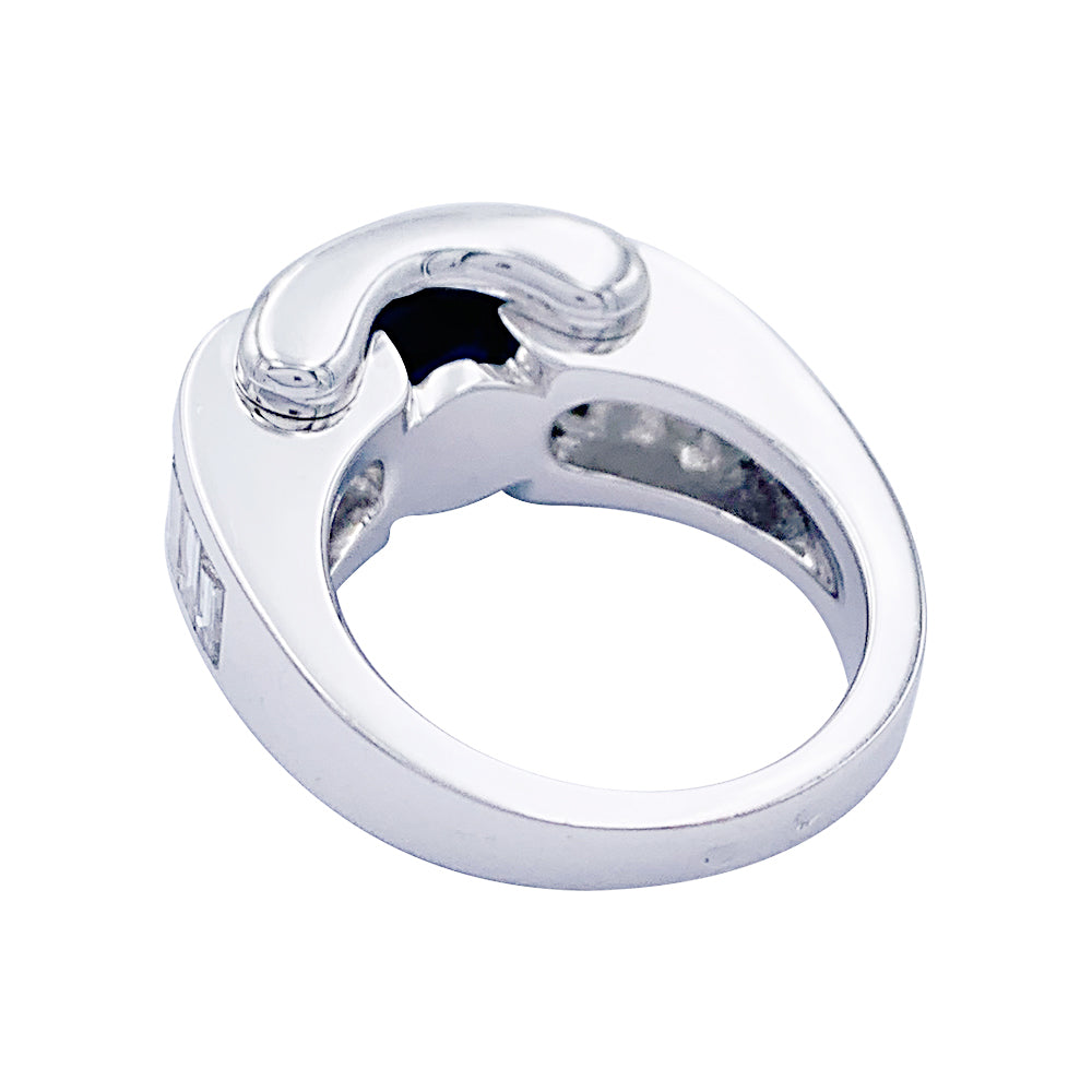 Bague Mauboussin, "Alessandra", or blanc, saphir, diamants. 2