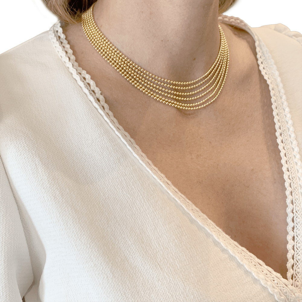 Collier Cartier, "Draperie", 6 rangs, or jaune. 6