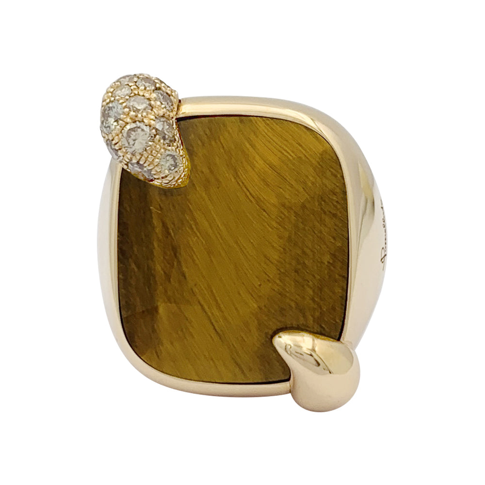 Bague Pomellato "Ritratto" or rose, diamants, oeil de tigre. 1