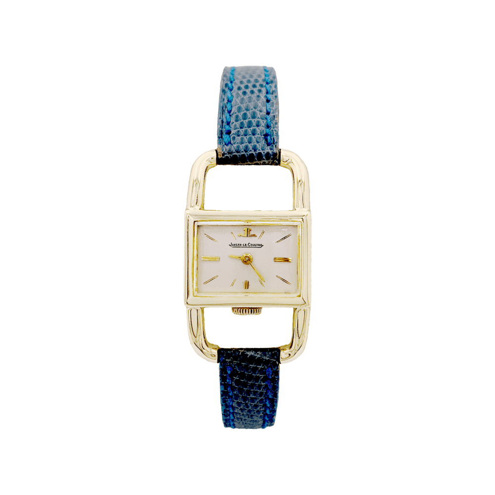 Montre Jaeger-Lecoultre, "Etrier", or jaune, cuir. 1