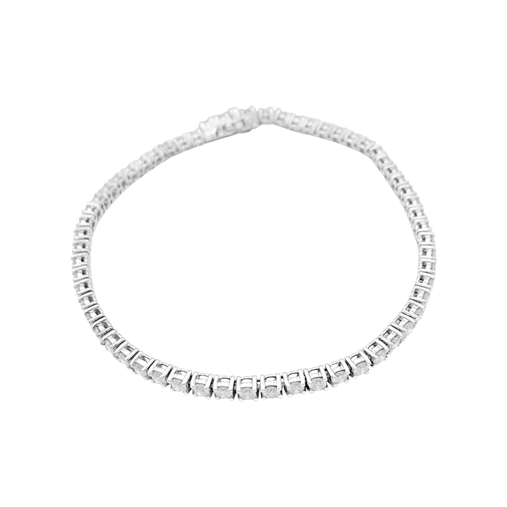 Bracelet ligne, or blanc et diamants. 2