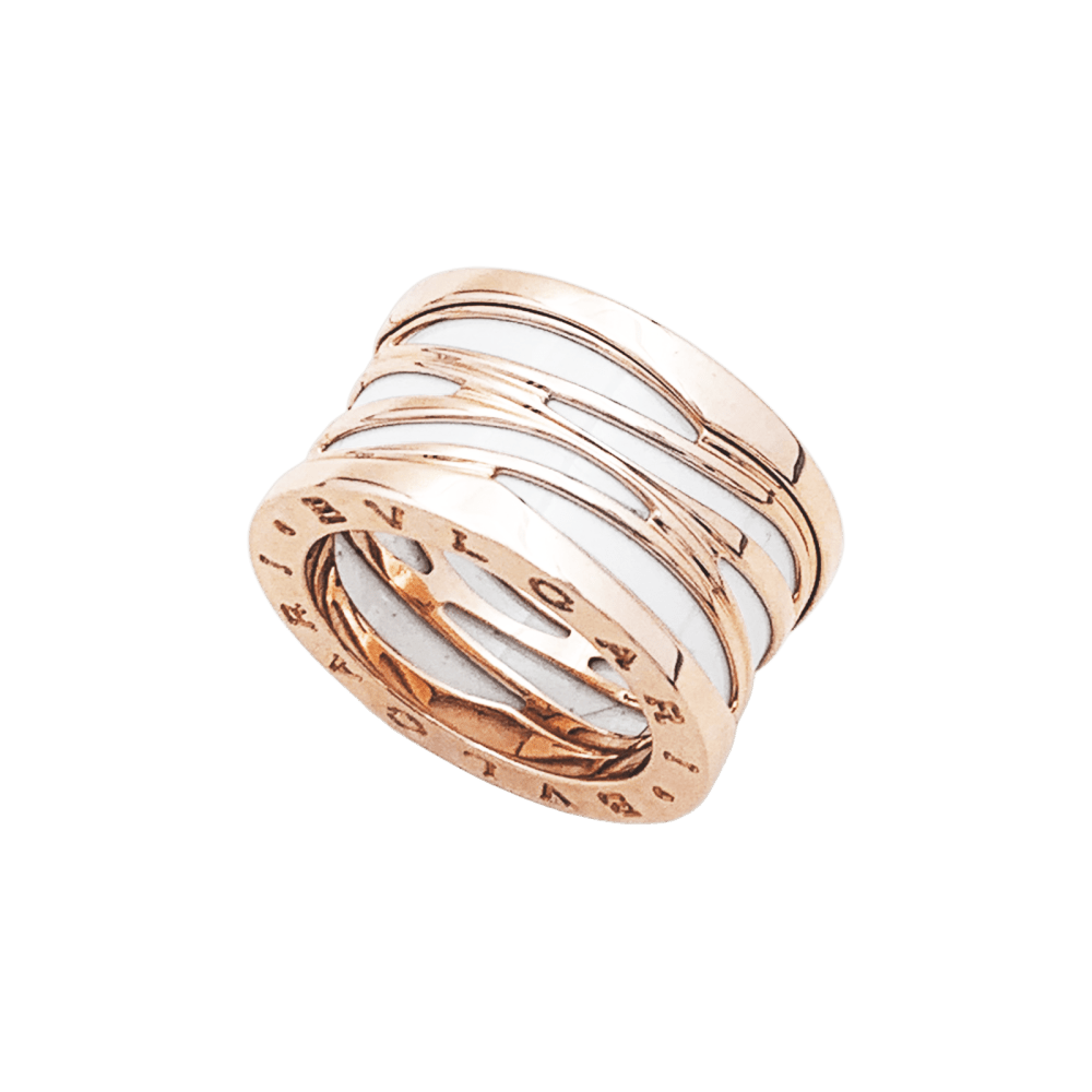 Bague Bulgari “B.Zero1 Zaha Hadid" en or rose et céramique blanche. 1