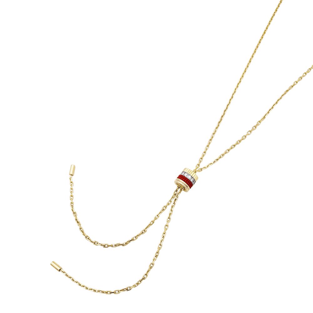 Collier Boucheron « Cravate Quatre Red Edition », 3 ors, céramique rouge, diamants. Petit modèle. 4