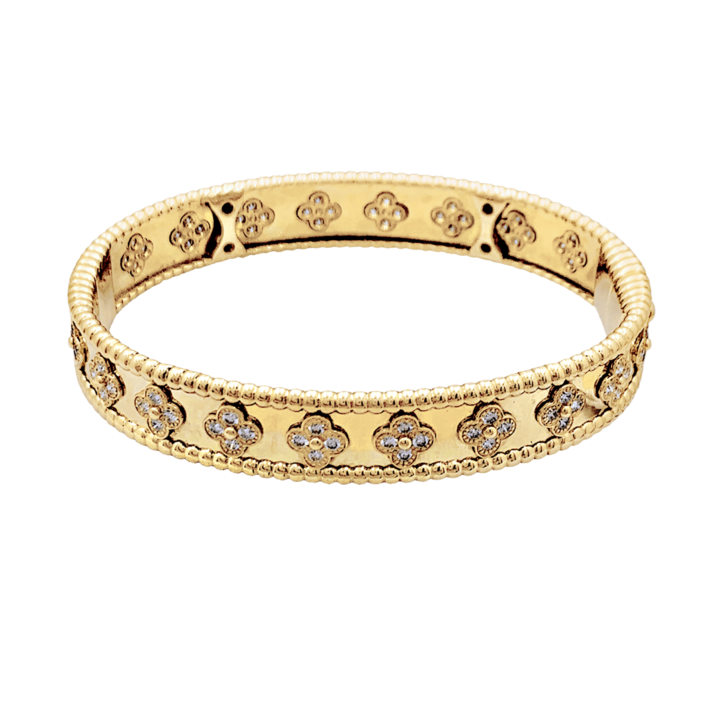 Bracelet Van Cleef & Arpels, "Perlée Trèfles", or jaune et diamants. 3