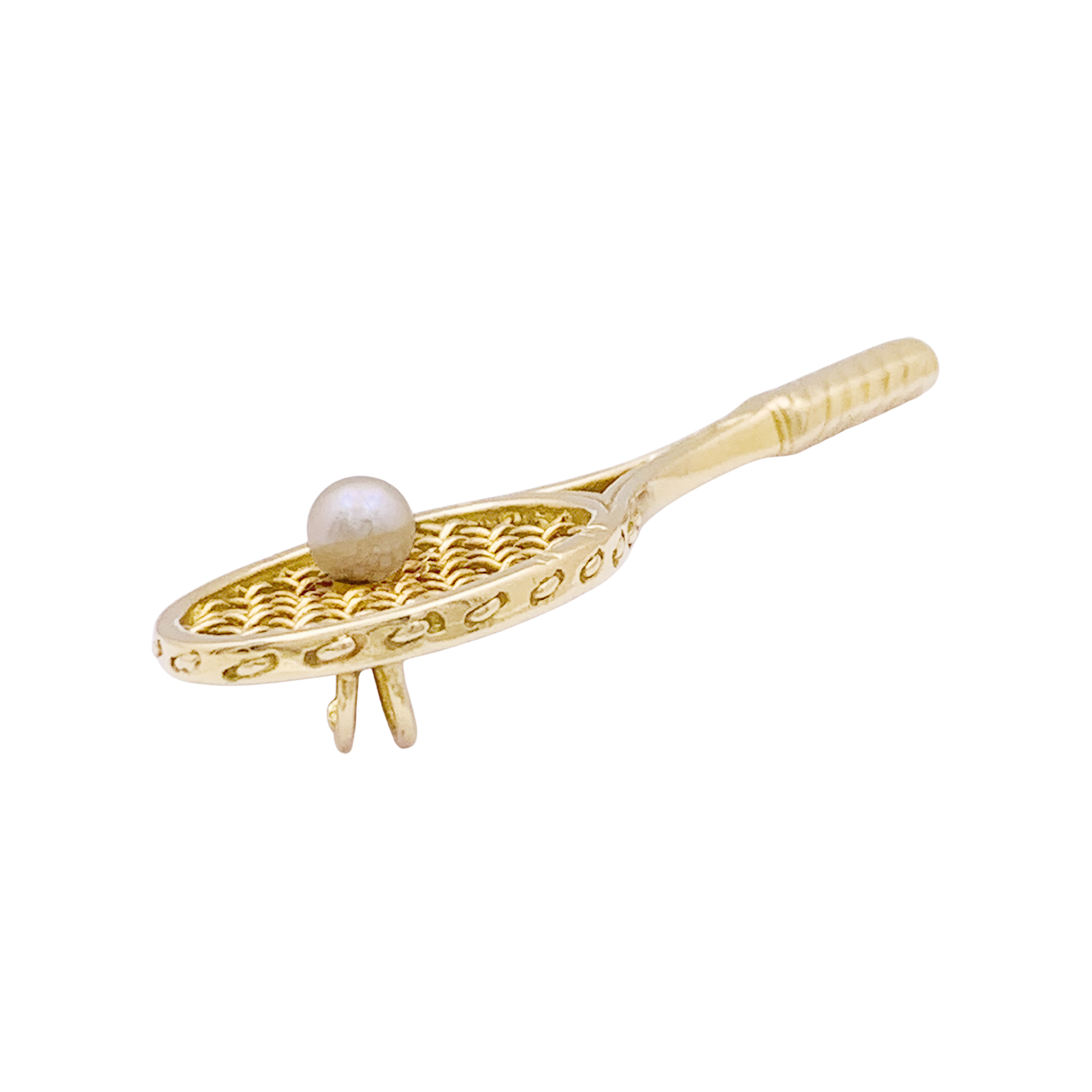 Pendentif « Raquette », or jaune, perle. 4