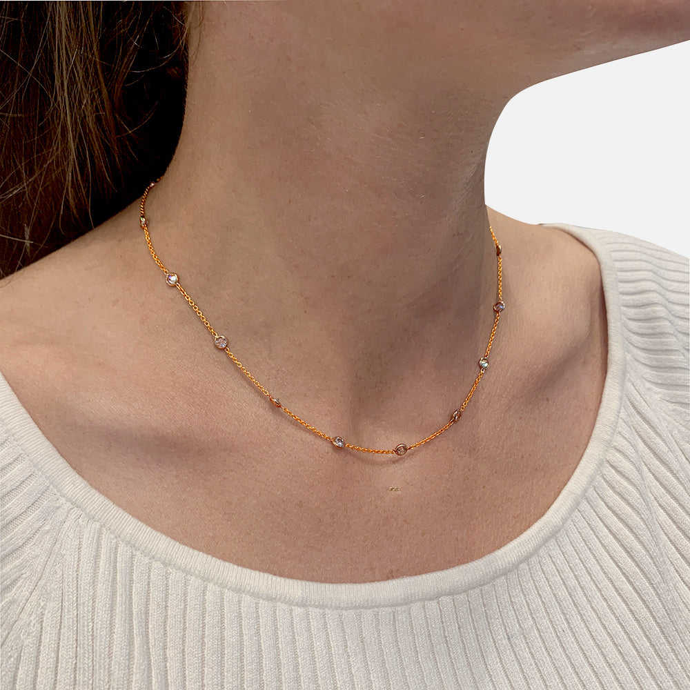 Collier gouttière 2 ors 750/000 serti de 16 diamants 2,53 carats 5