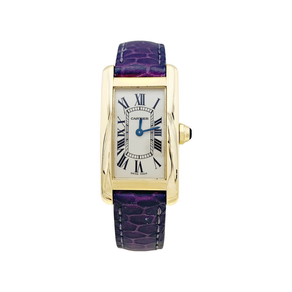 Montre Cartier, "Tank Américaine", or jaune. 2