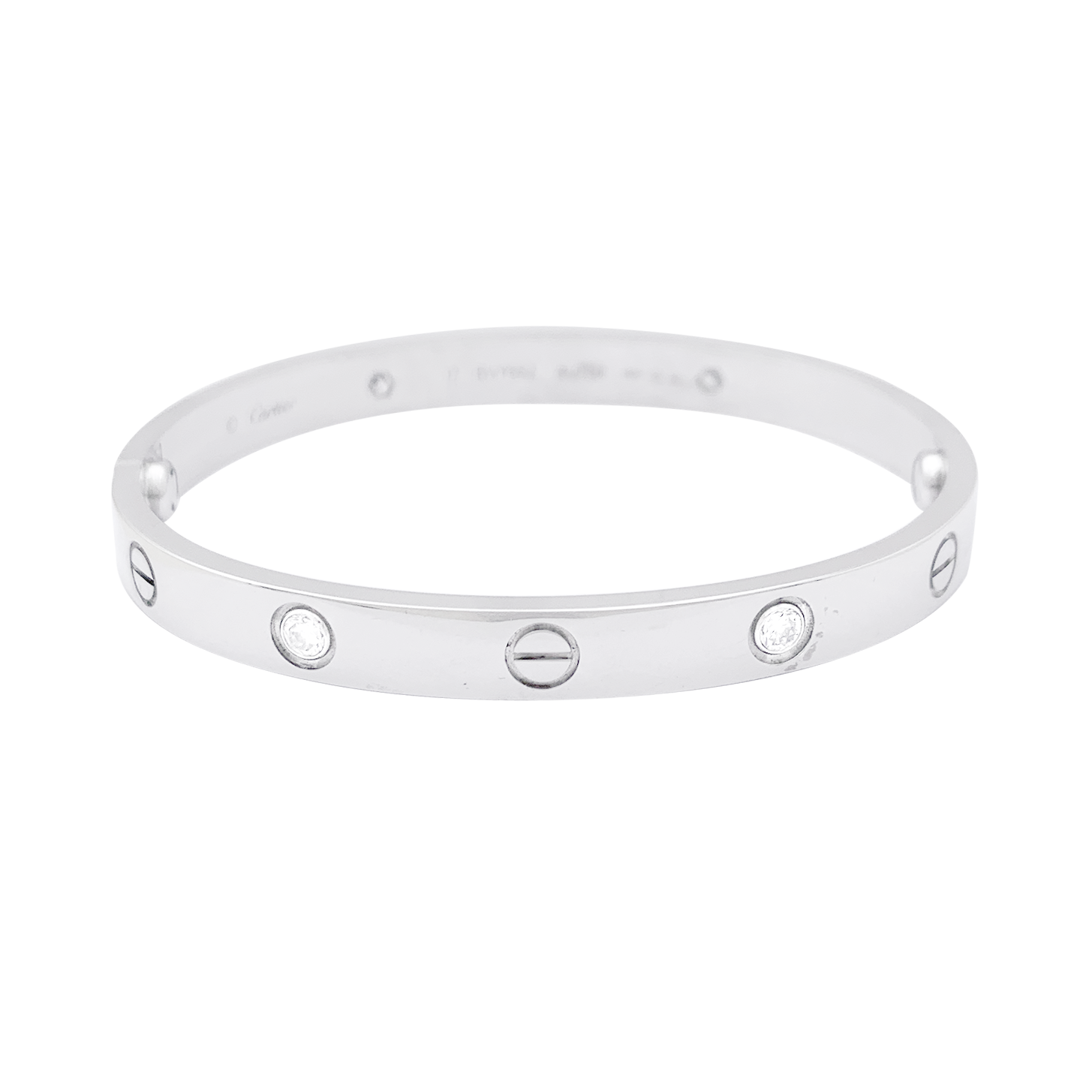 Bracelet Cartier, "Love", or blanc et diamants. 2