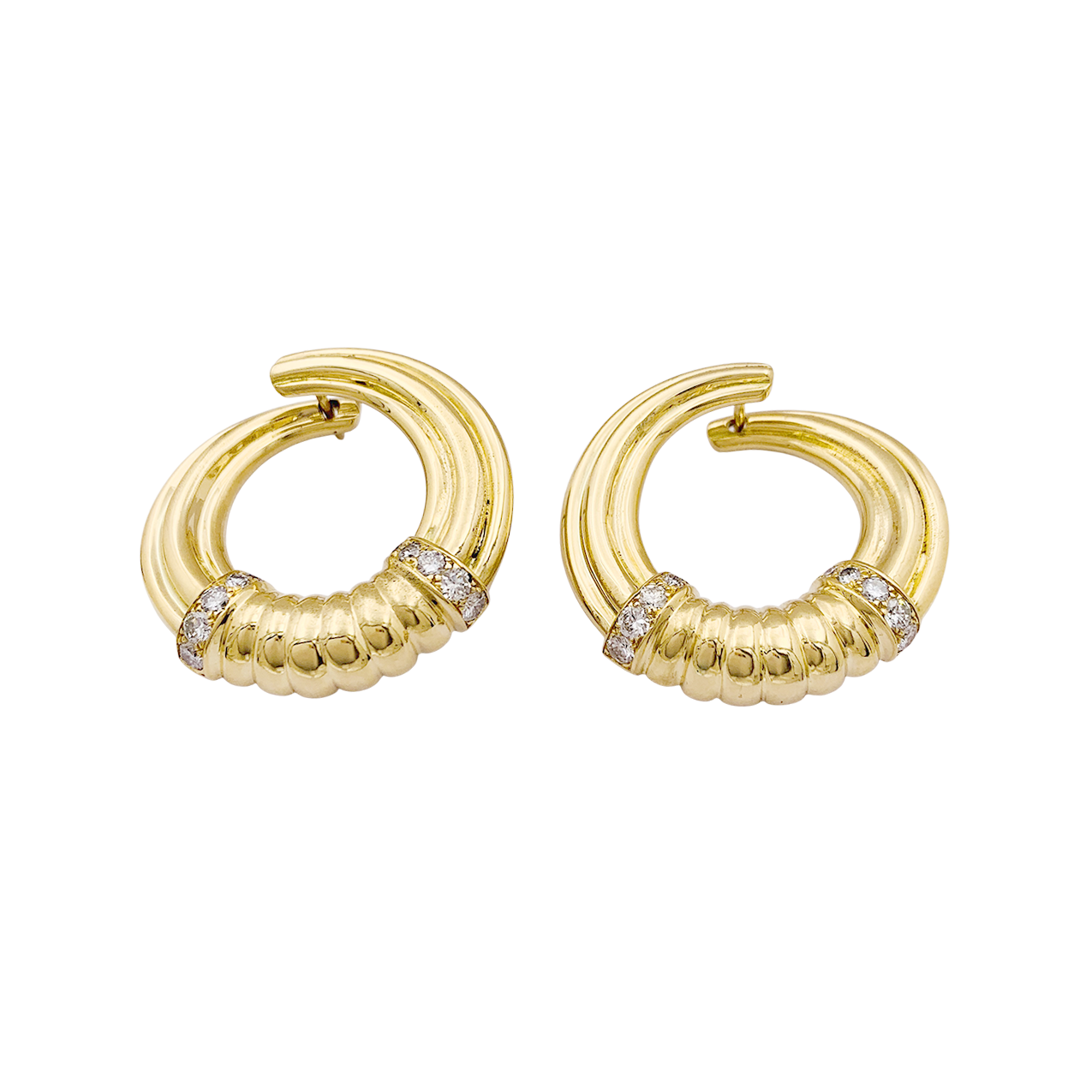 Boucles d'oreilles vintage or, diamants. 1