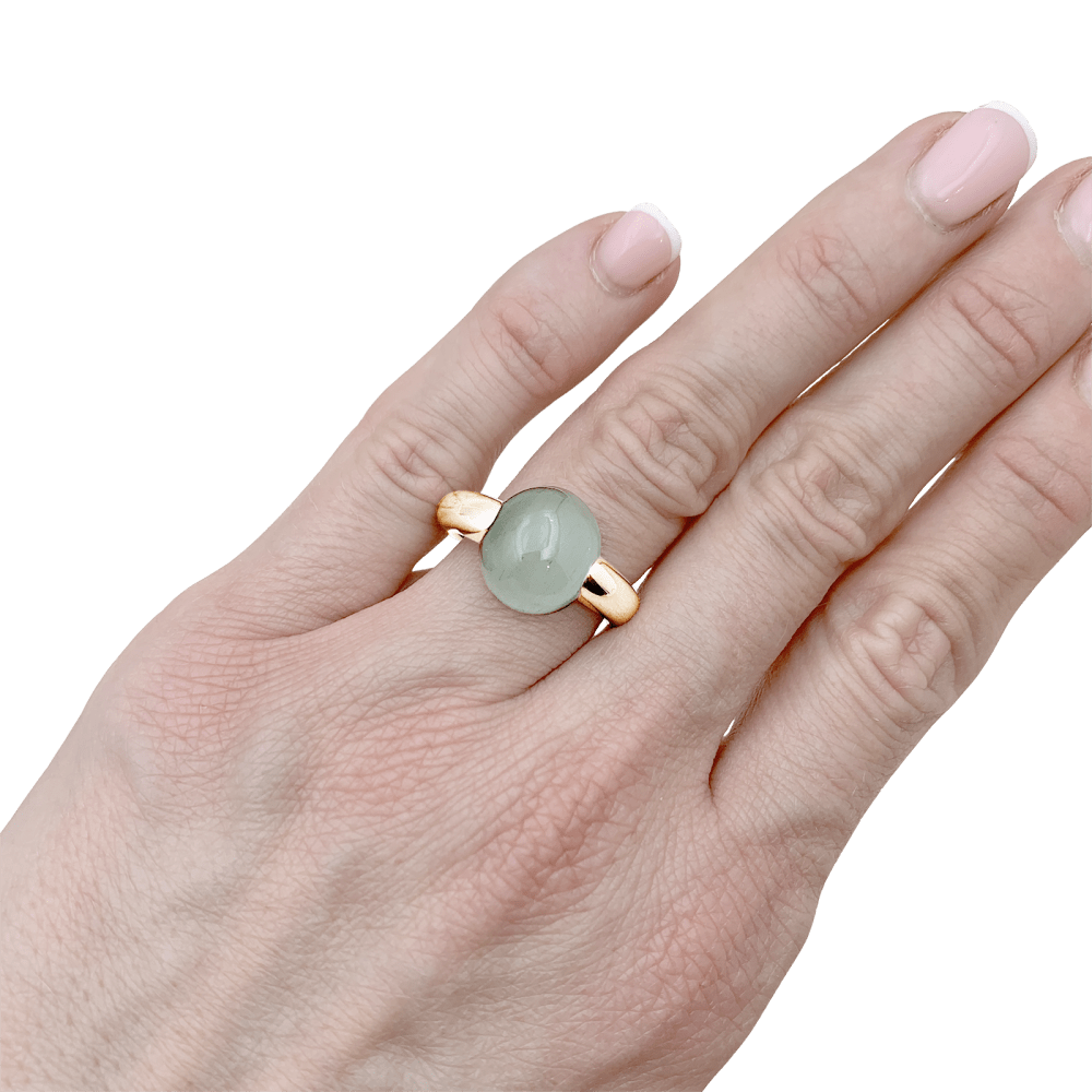 Bague Pomellato, "Luna", or rose, aigue-marine. 5