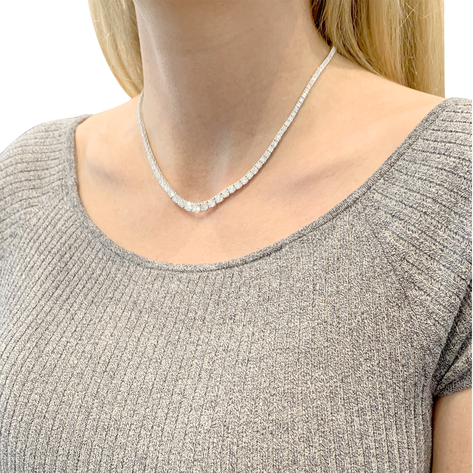 Collier rivière or blanc et diamants. 6